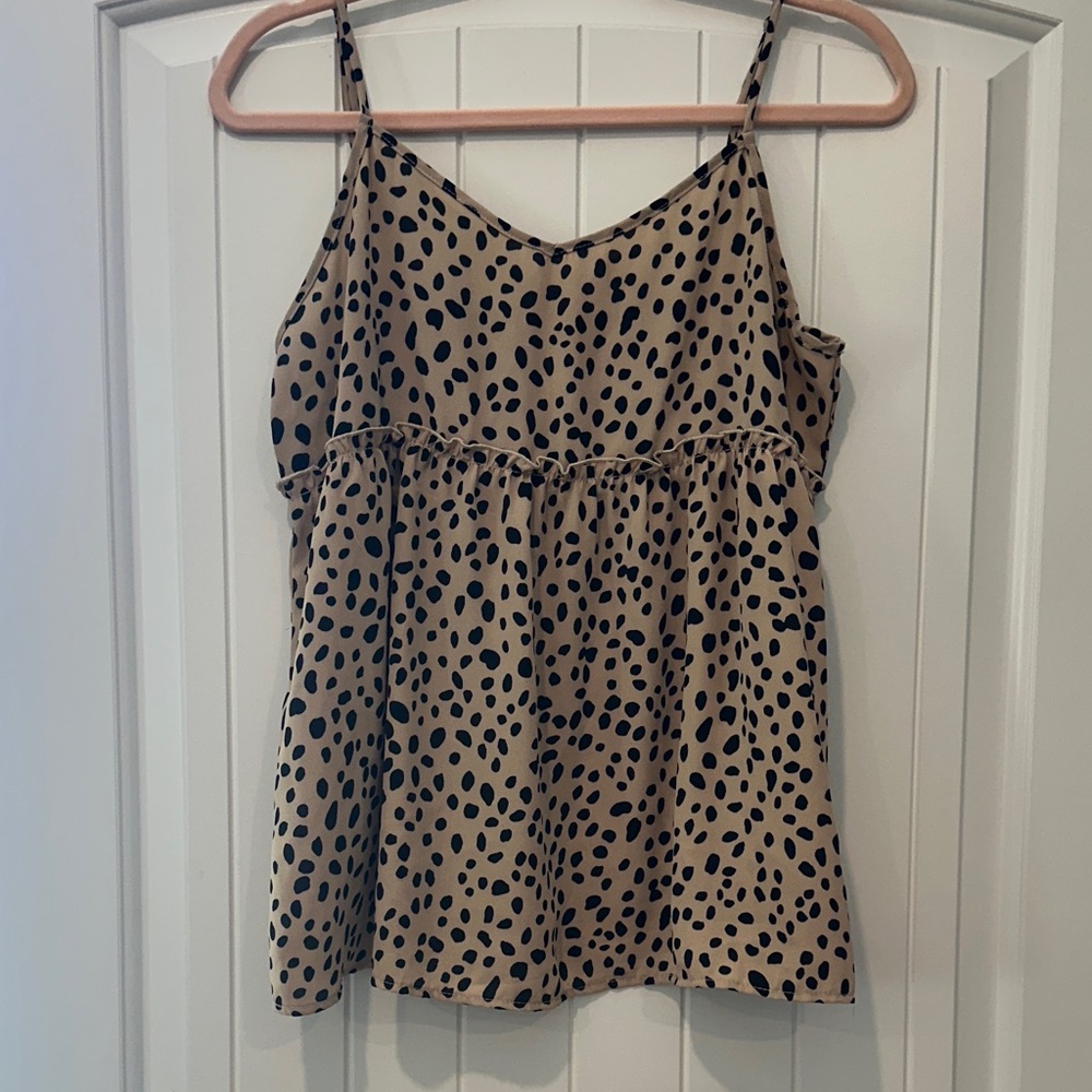 Vanilla Bay Tan and Black Spotted Camisole